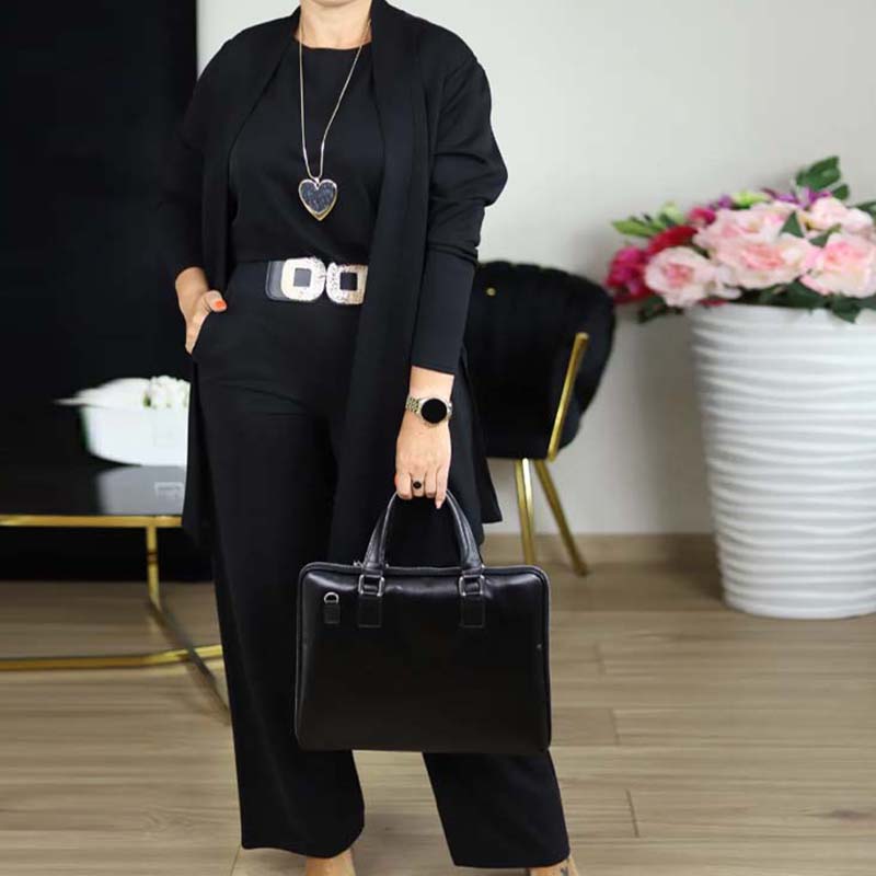 ⏳Oferta especial por tiempo limitado⏰Elegante conjunto de 3 piezas que incluye un cárdigan largo. un top y unos pantalones💞
