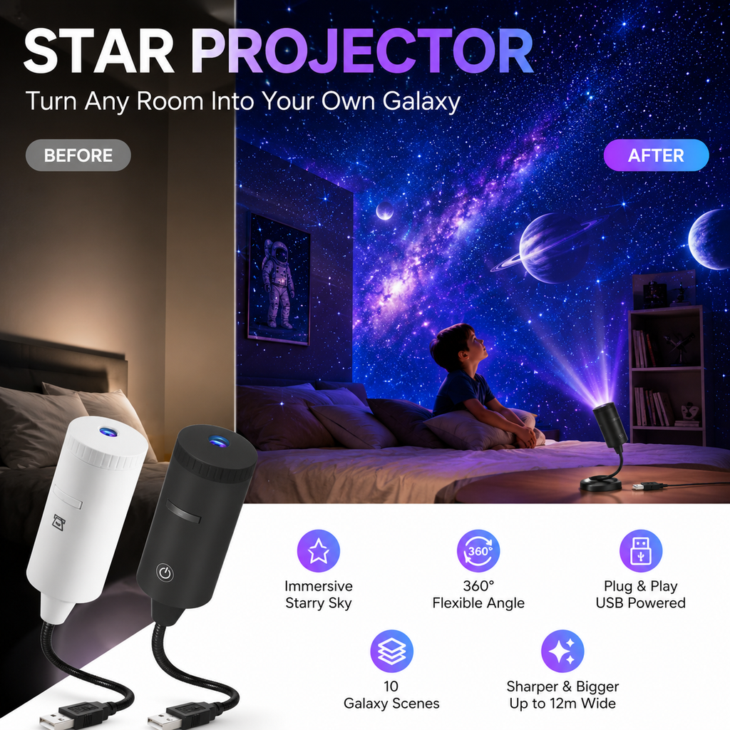✨ Plug-and-Play HD Star Projector🥳50.000+ Happy Users