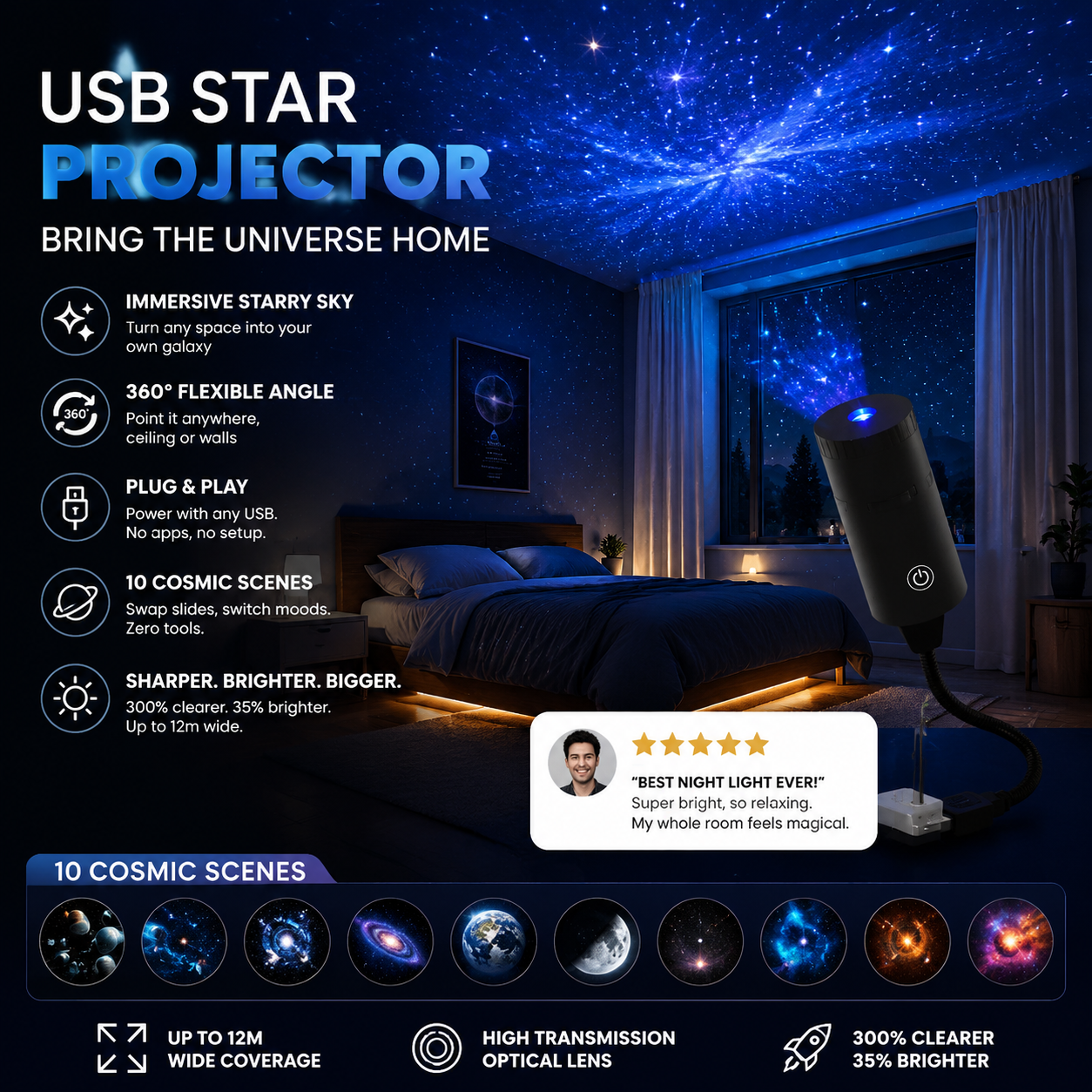✨ Plug-and-Play HD Star Projector🥳50.000+ Happy Users
